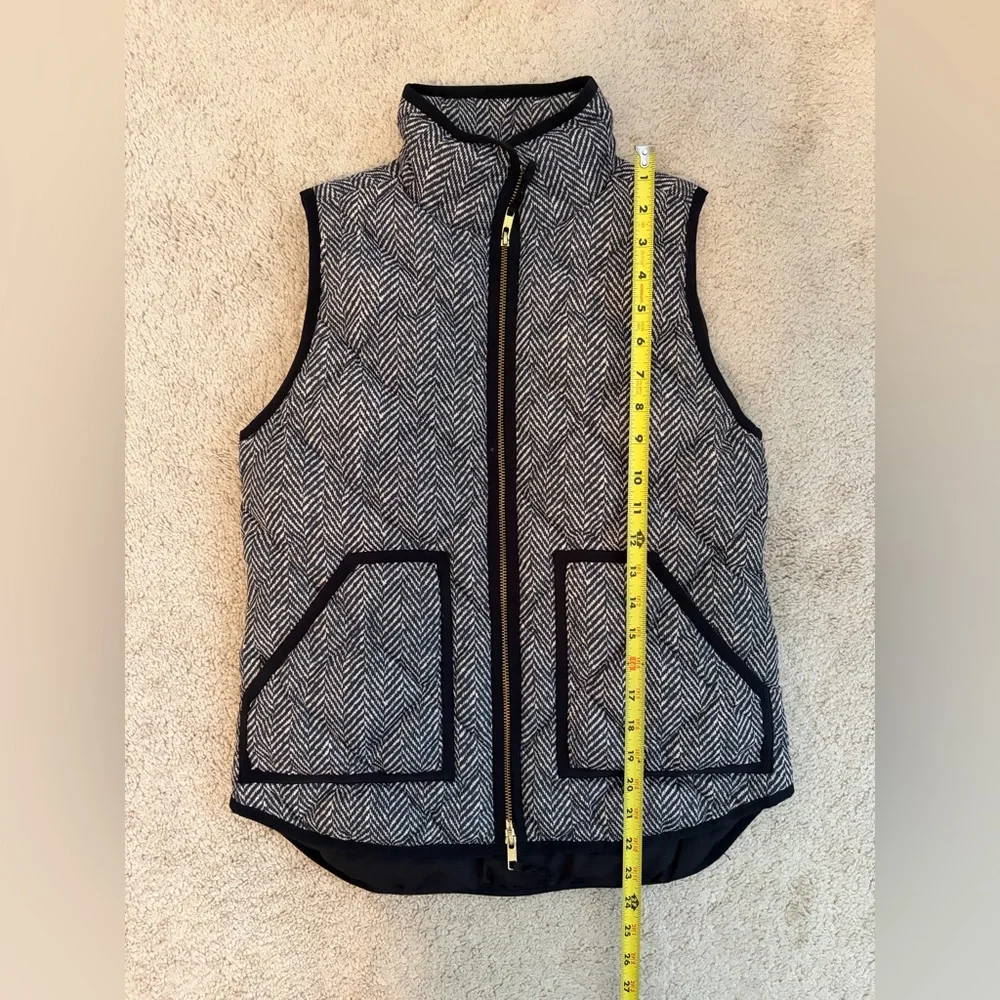 J Crew‎ Diamond Quilted Puffer Vest Women's Sz XS Houndstooth Black Cream Preppy